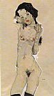 Standing Canvas Paintings - Standing nude young girl